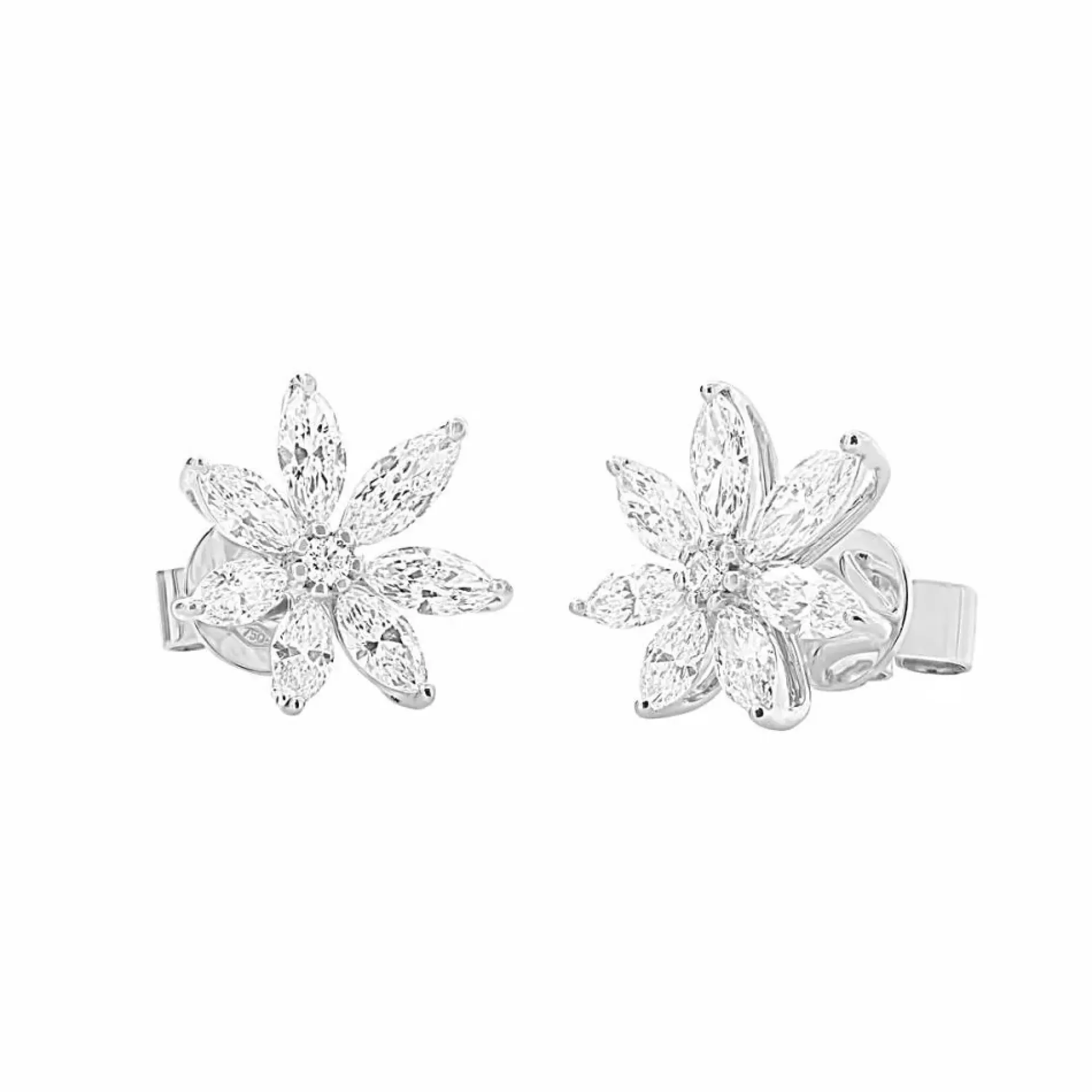 London Collection 18K Gold Marquise Diamond Flower Stud Earrings Sale