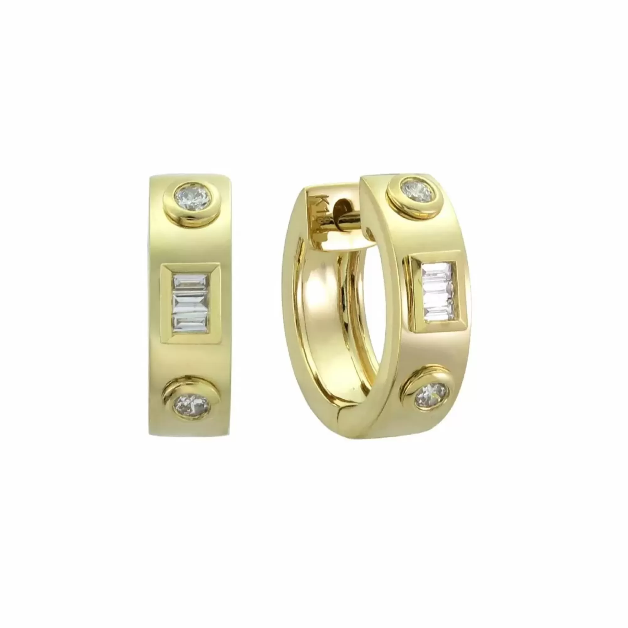 London Collection 18K Mixed Diamond Huggie Earrings Fashion