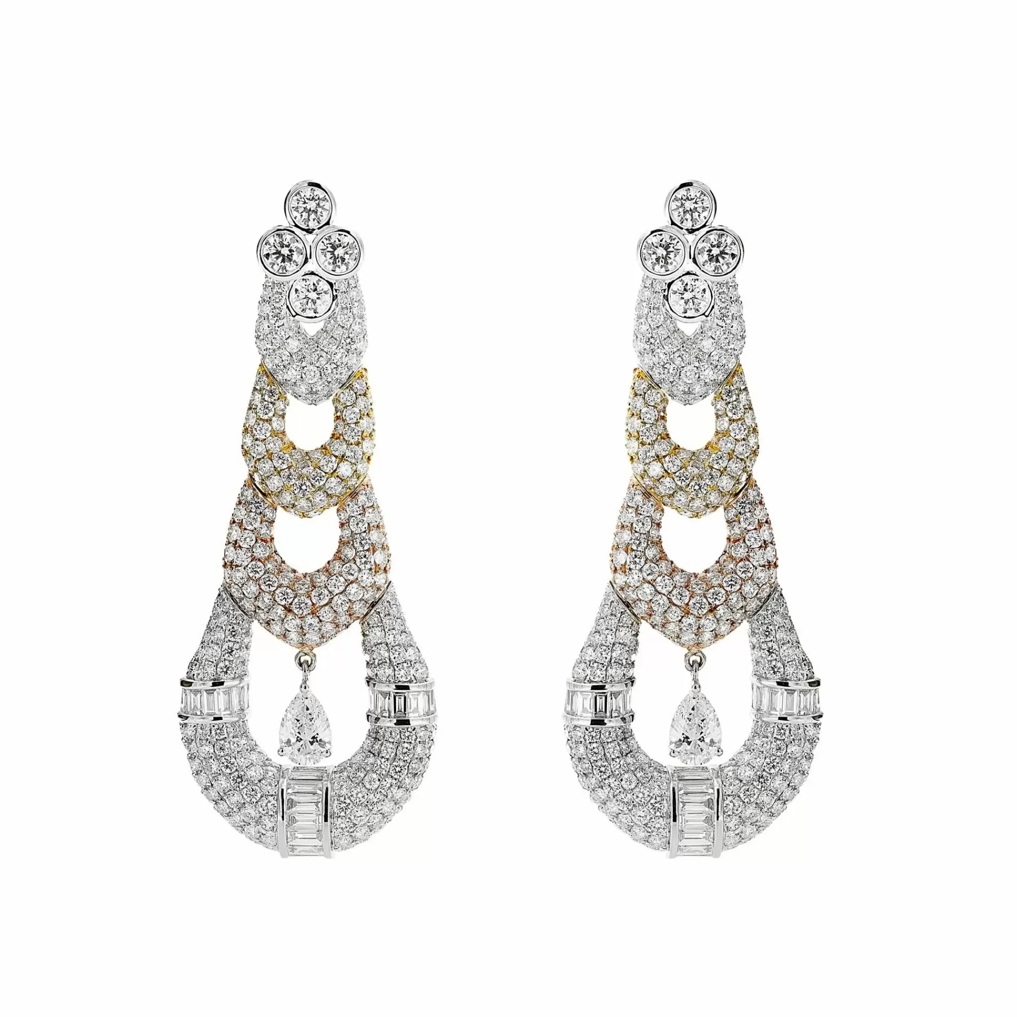 * London Collection 18K Rose And White Gold Diamond Drop Ear Clips Discount