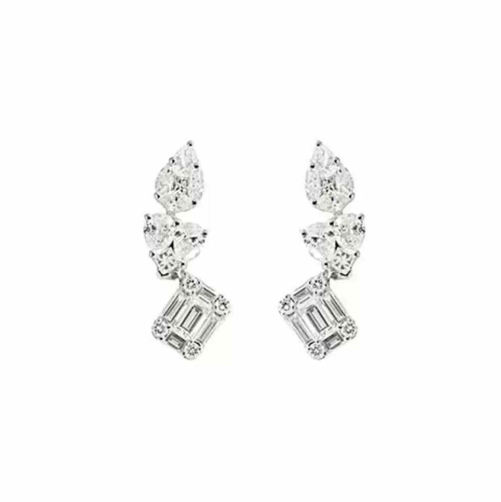 London Collection 18K White Gold Diamond Cluster Crawler Earrings Discount