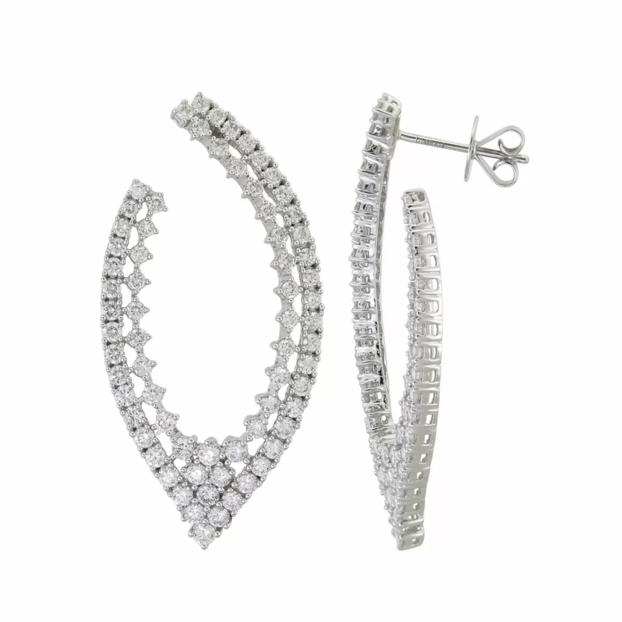 London Collection 18K White Gold Diamond Hoop Earrings New