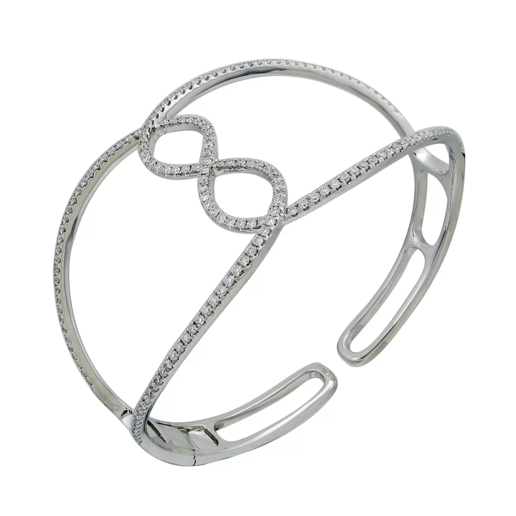 London Collection 18K White Gold Diamond Interlock Cuff Bracelet Flash Sale