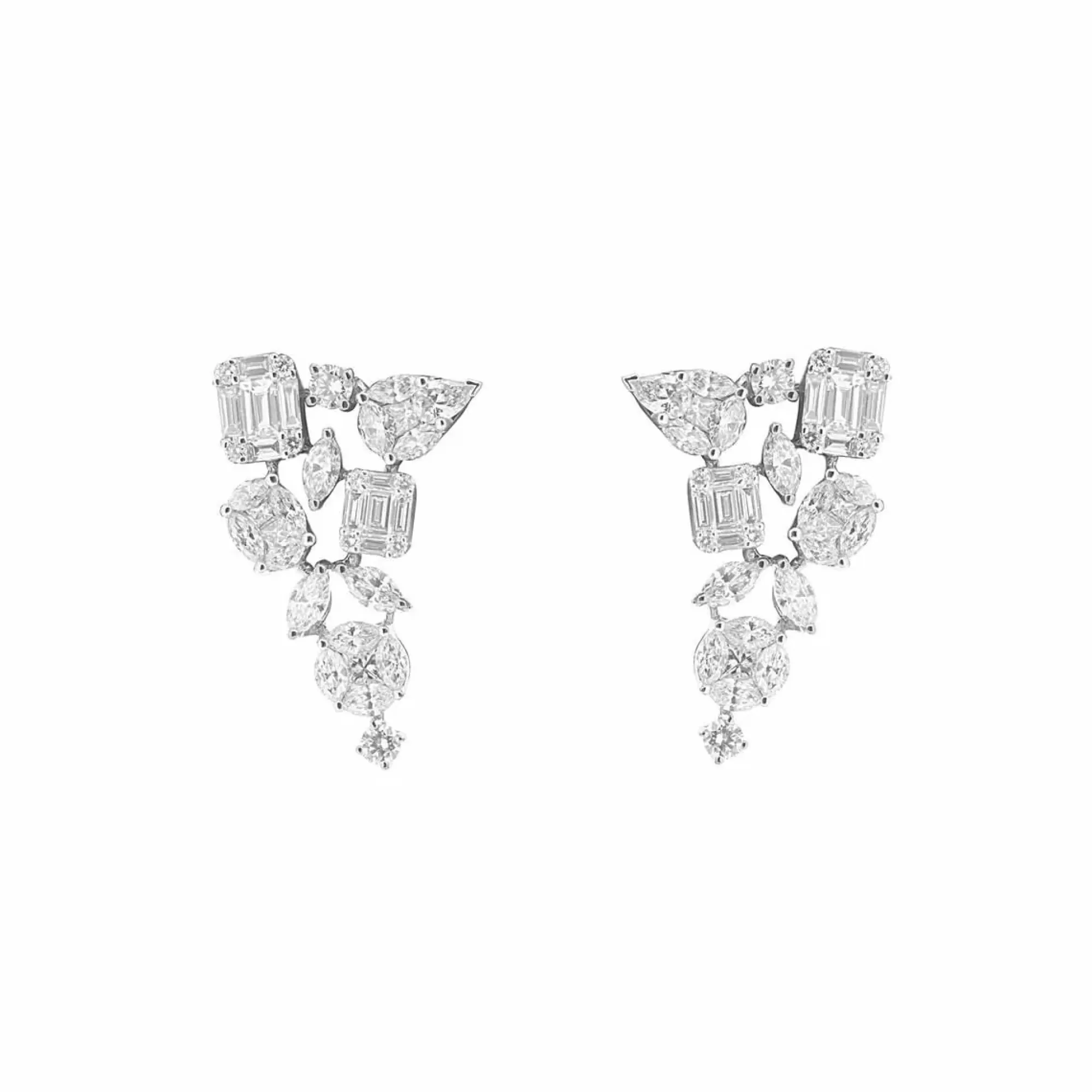London Collection 18K White Gold Mixed Shape Diamond Earrings Sale