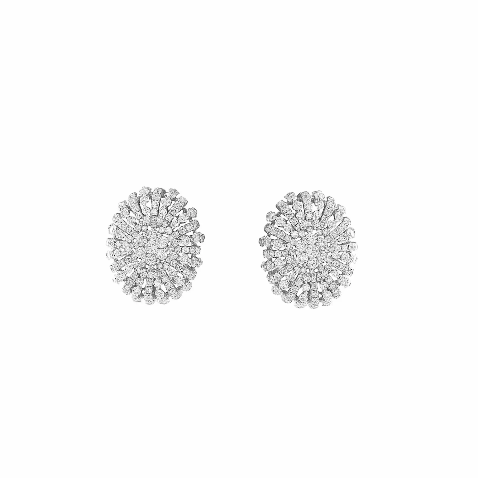 * London Collection 18K White Gold Oval Diamond Cluster Earrings Cheap
