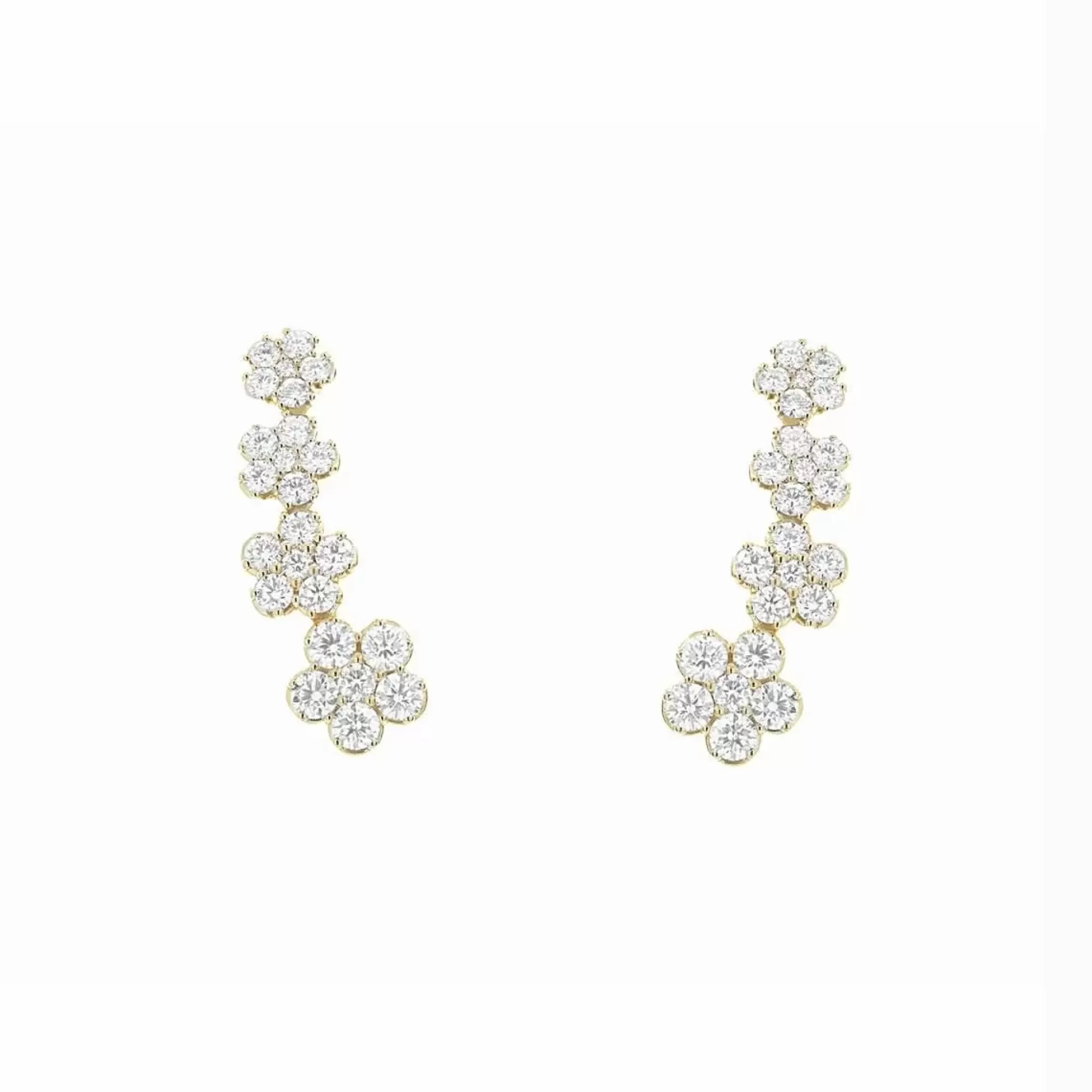 London Collection 18K Yellow Gold Diamond Flower Crawler Earrings Best