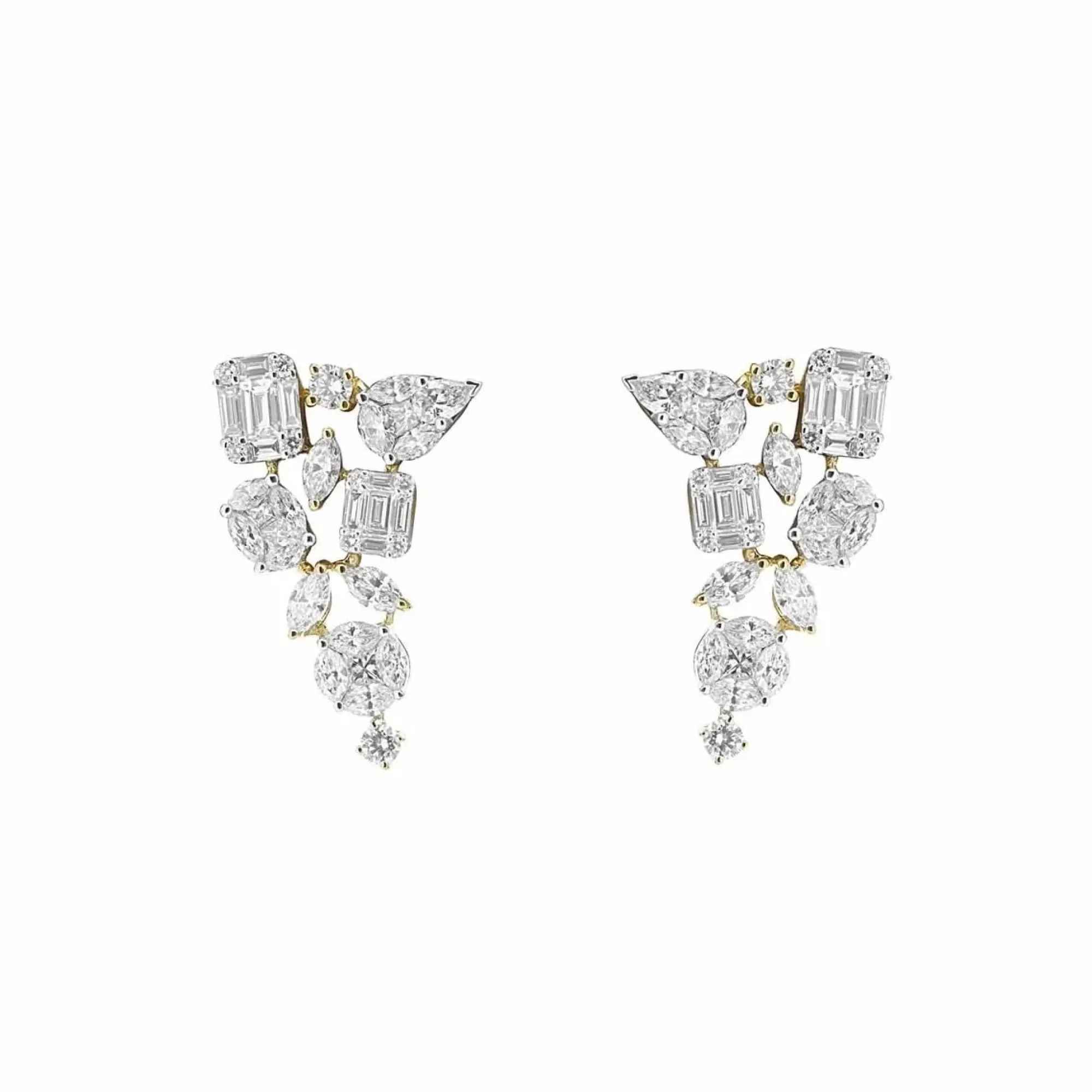 London Collection 18K Yellow Gold Mixed Shape Diamond Earrings Sale