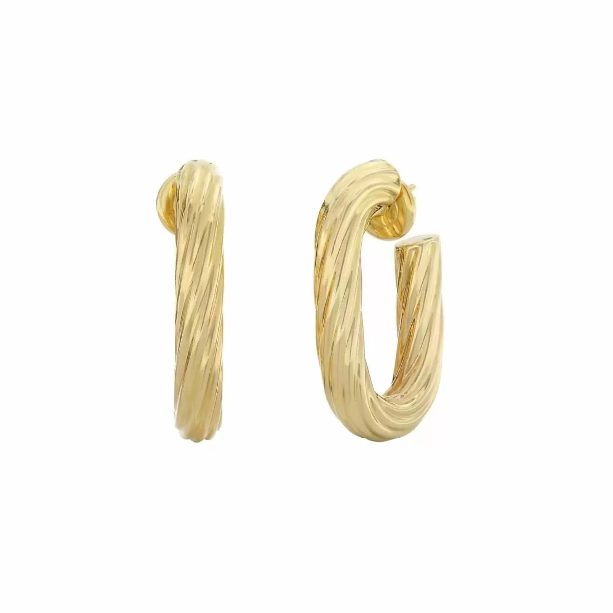 London Collection 18K Yellow Gold Oval Twist Hoop Earrings Flash Sale
