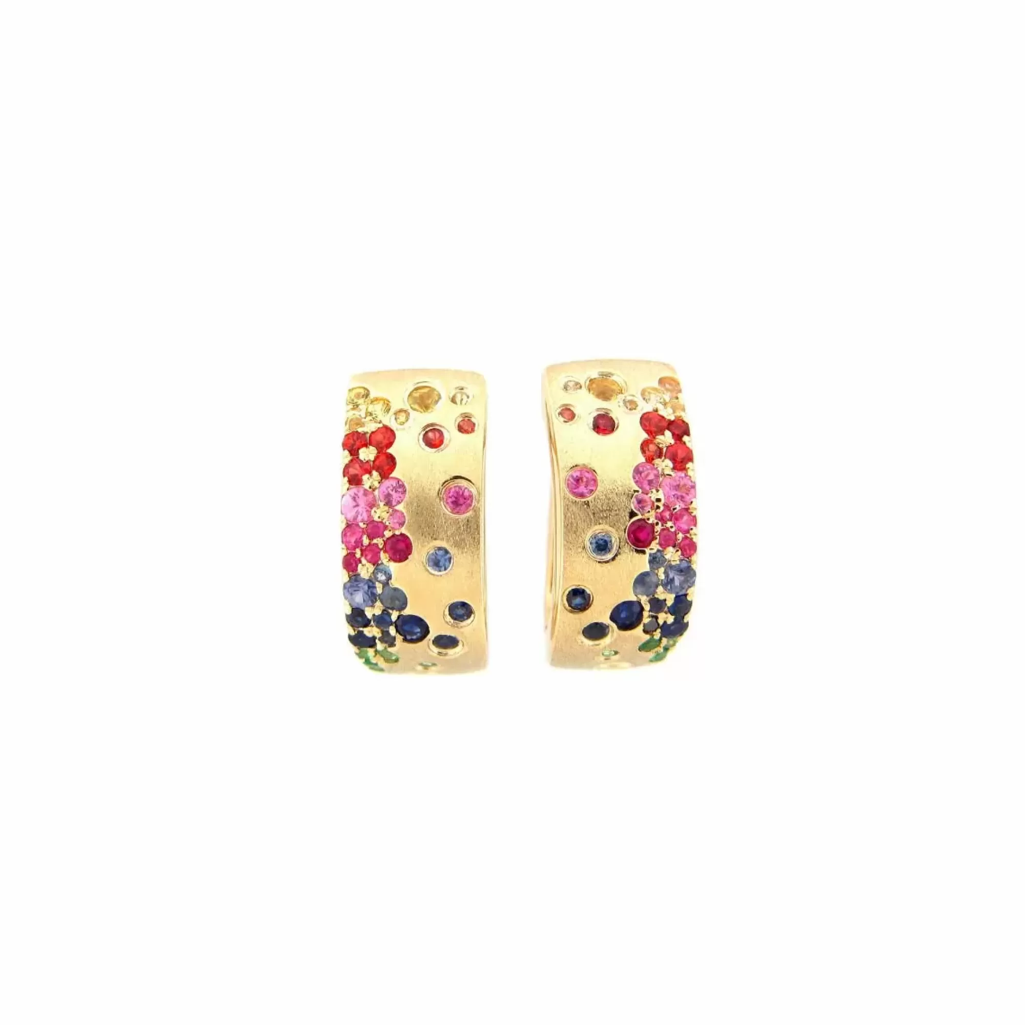 London Collection Confetti Yellow Gold Rainbow Sapphire Huggie Earrings Store