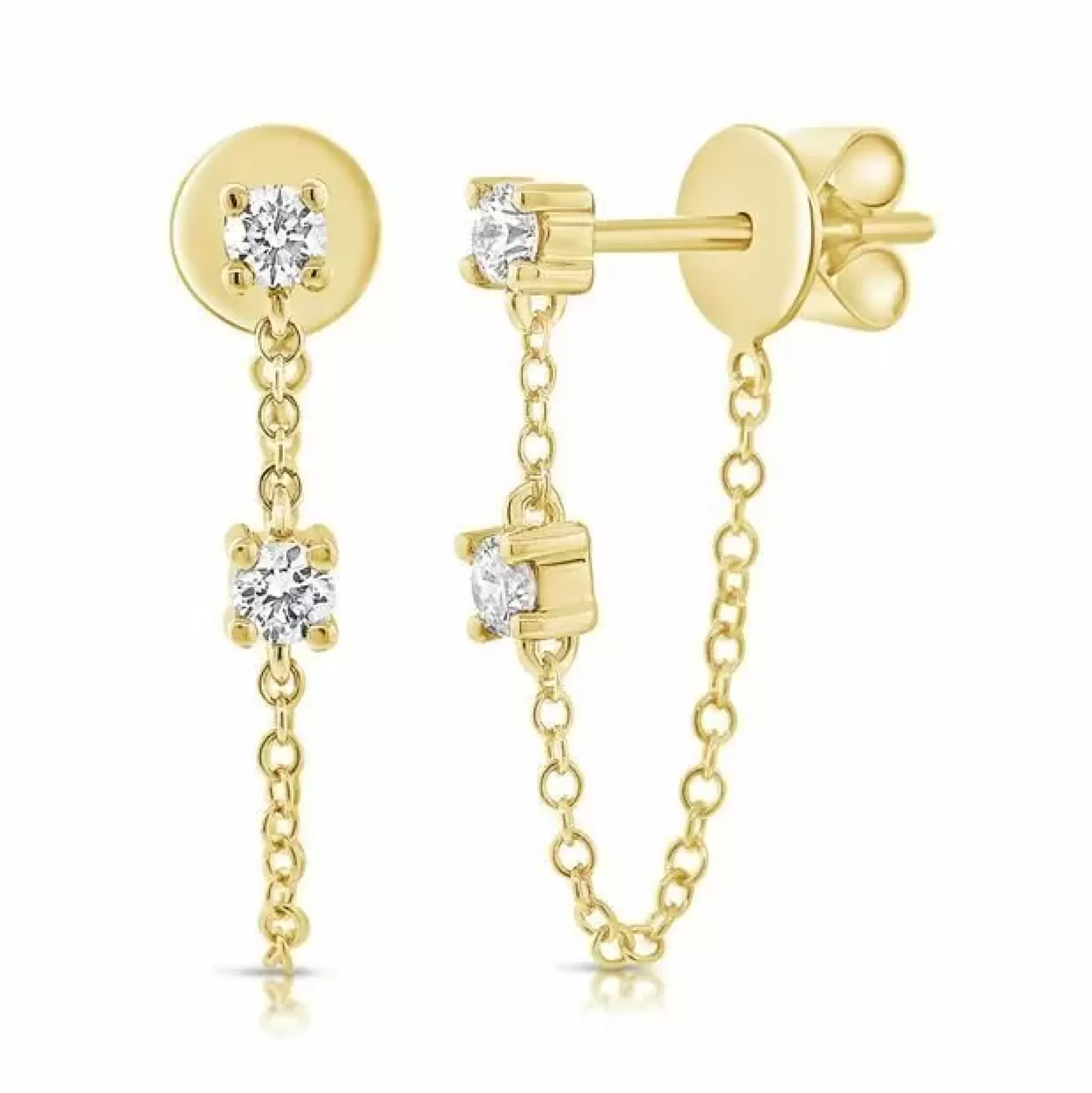 London Collection Double Diamond Chain Earrings Outlet