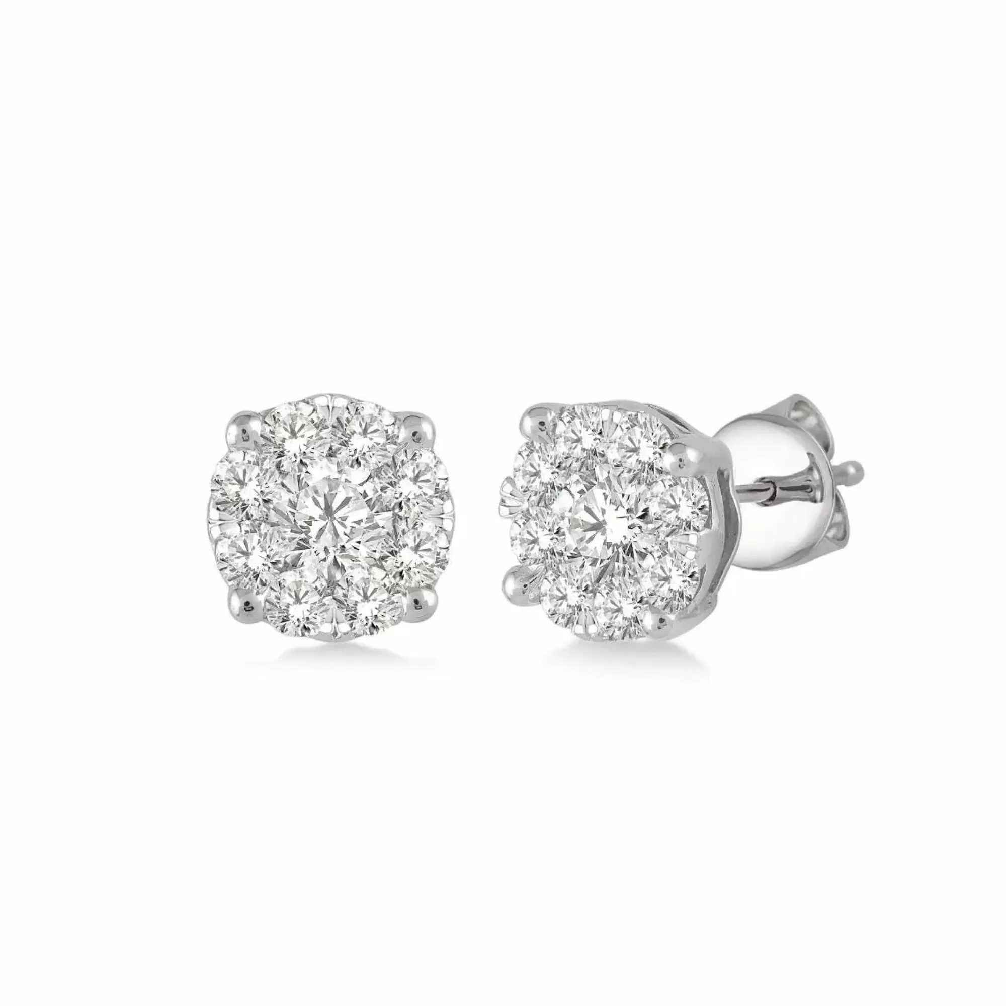 London Collection Lovebright White Gold Round Diamond Cluster Stud Earrings Best Sale