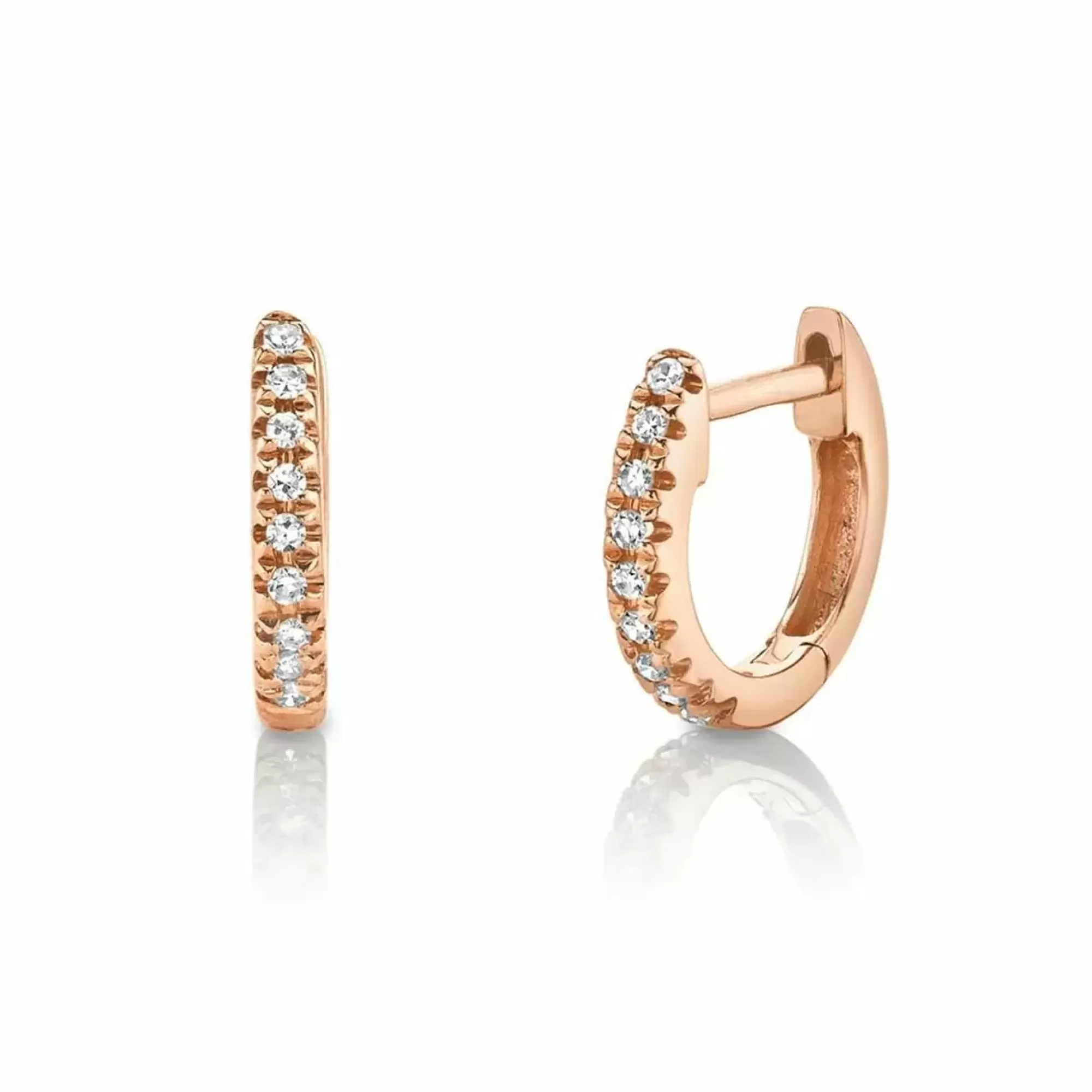 London Collection Rose Gold Mini Diamond Huggie Earrings Shop