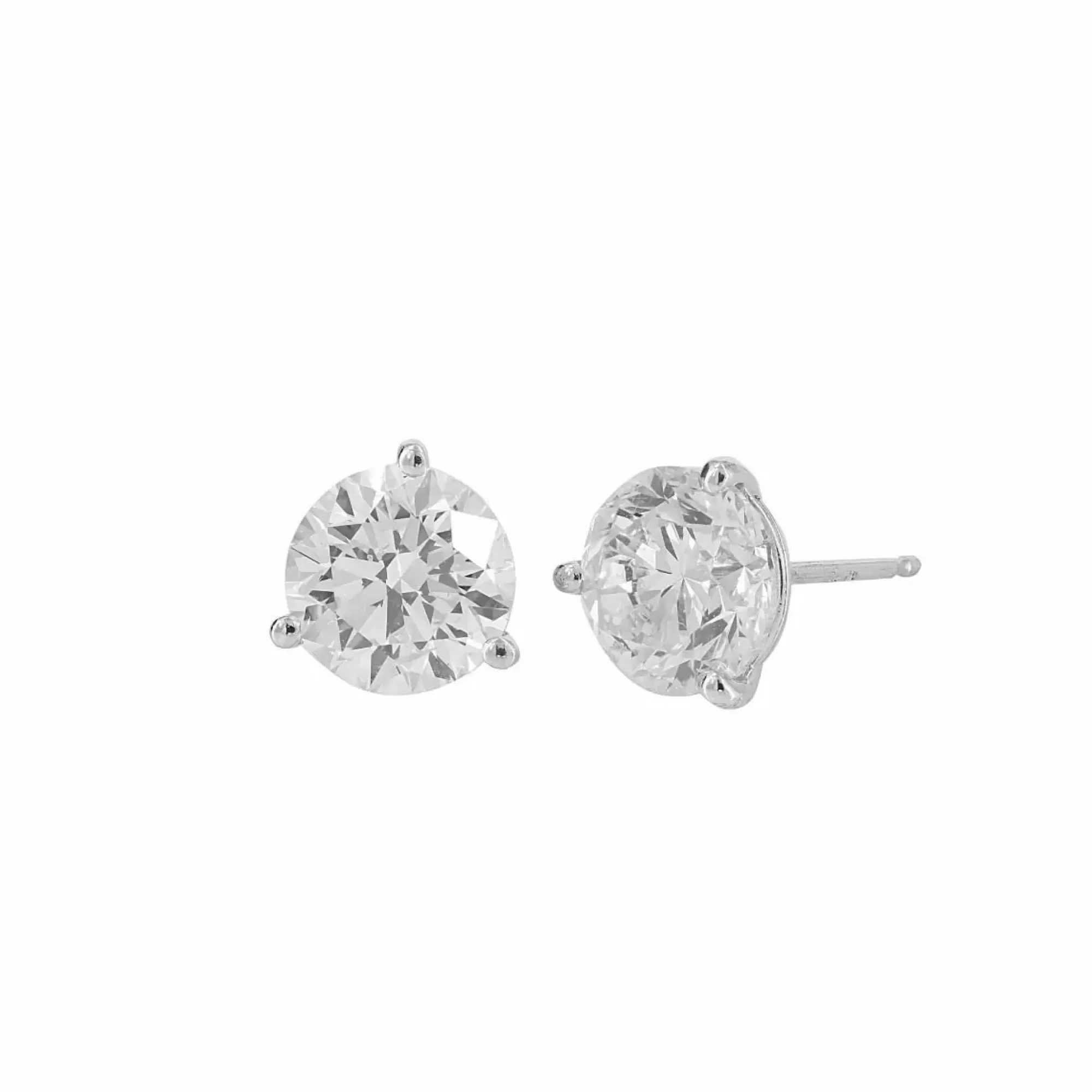 London Collection White Gold 3 Prong Diamond Stud Earrings Store