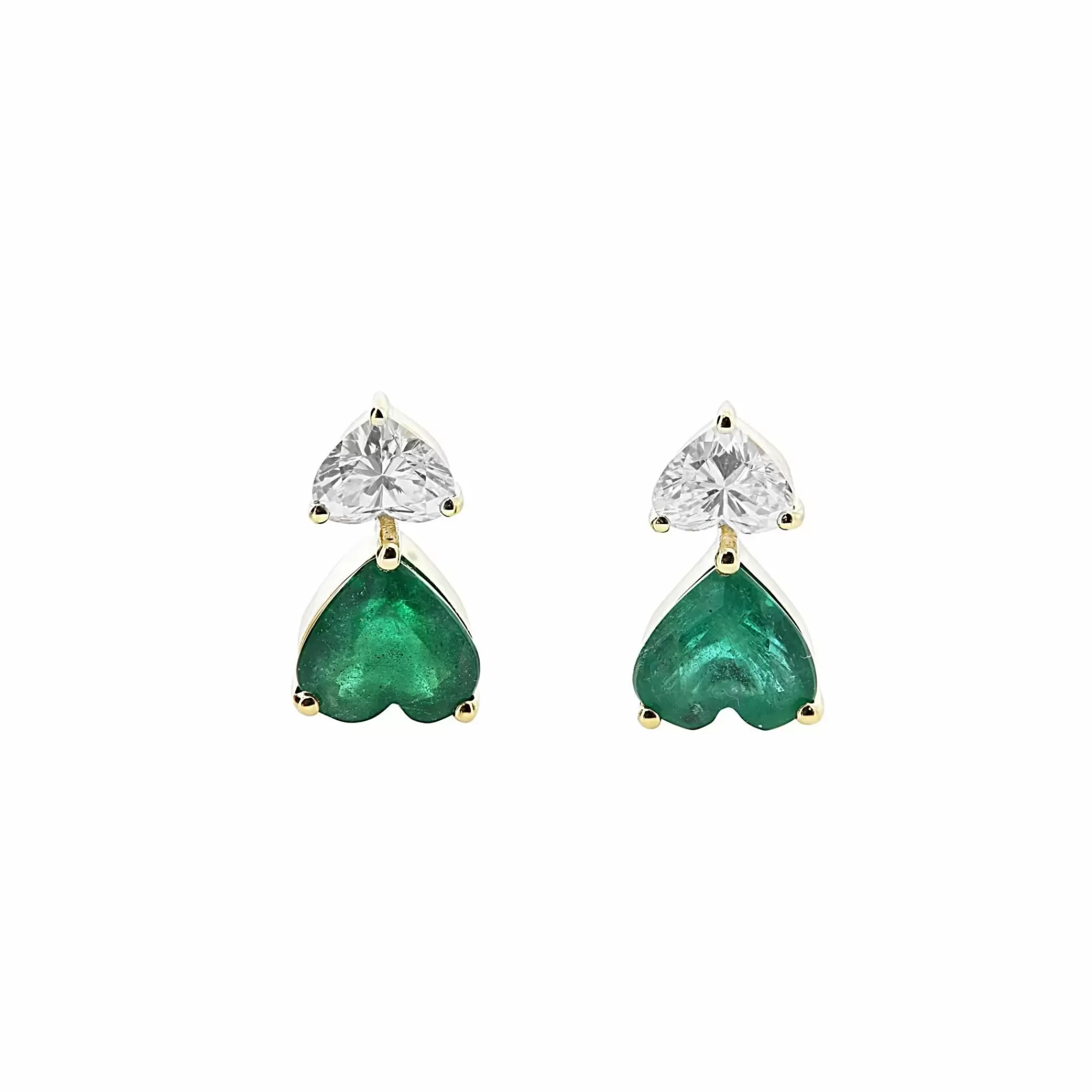 * London Collection White Gold Diamond And Emerald Heart Earrings Hot