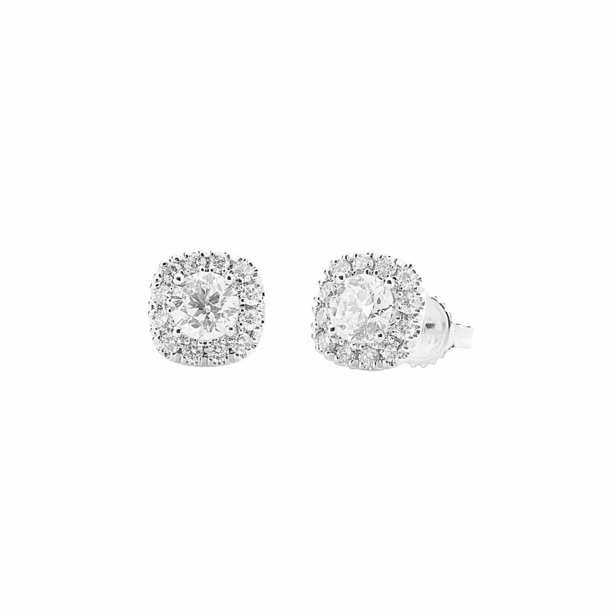 London Collection White Gold Diamond Halo Stud Earrings Best