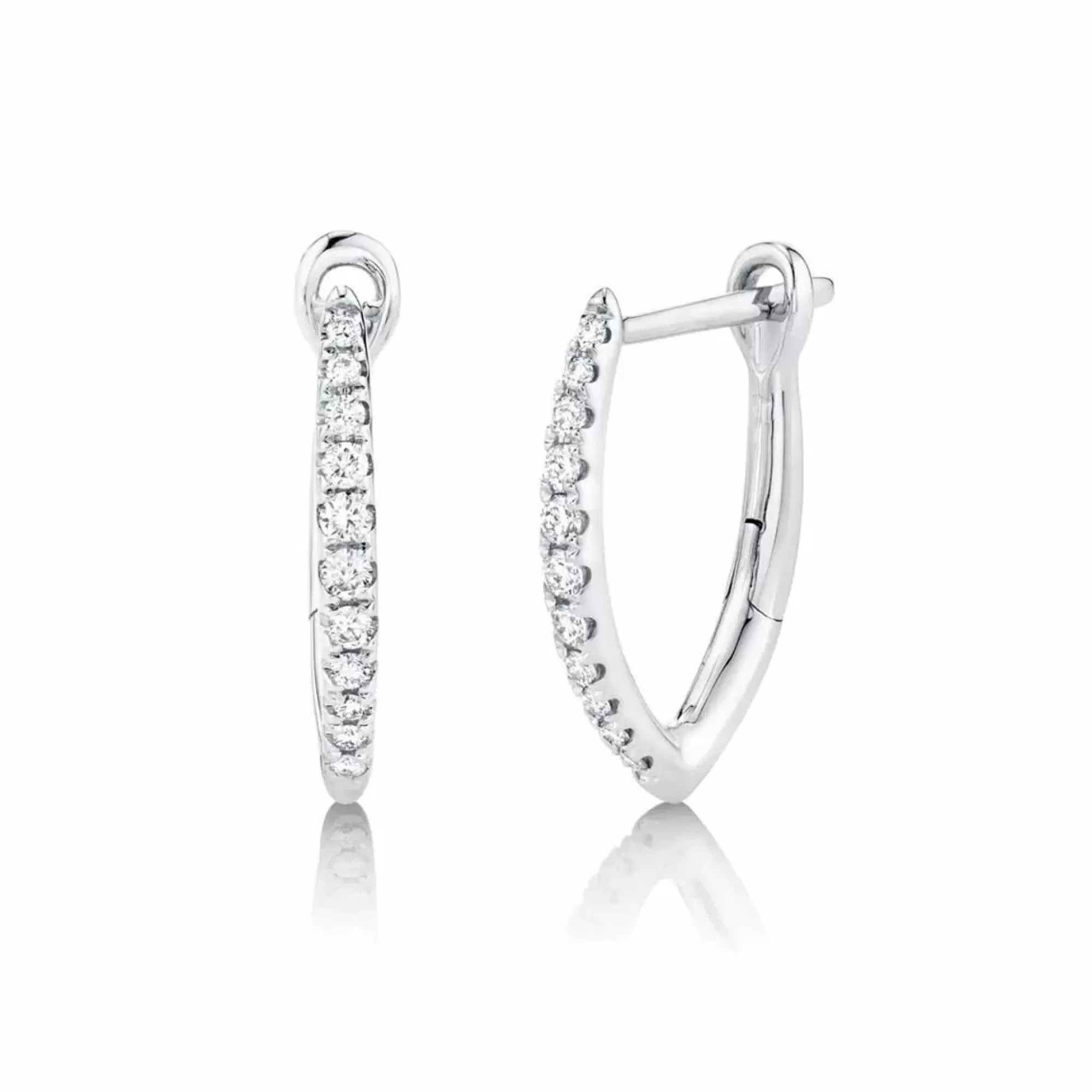 London Collection White Gold Diamond Tapered Hoop Earrings Flash Sale
