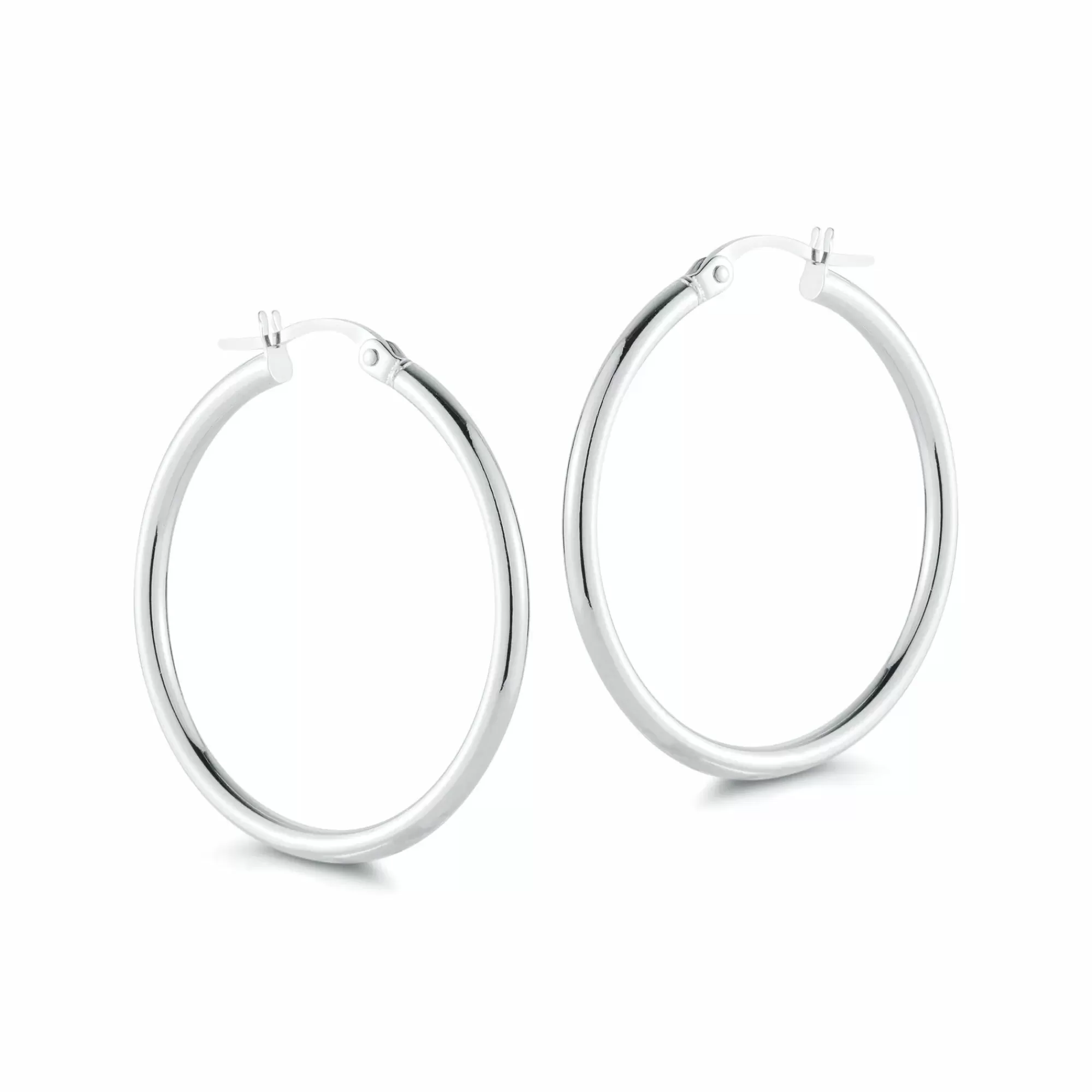 * London Collection White Gold Small Polished Hoop Earrings Sale