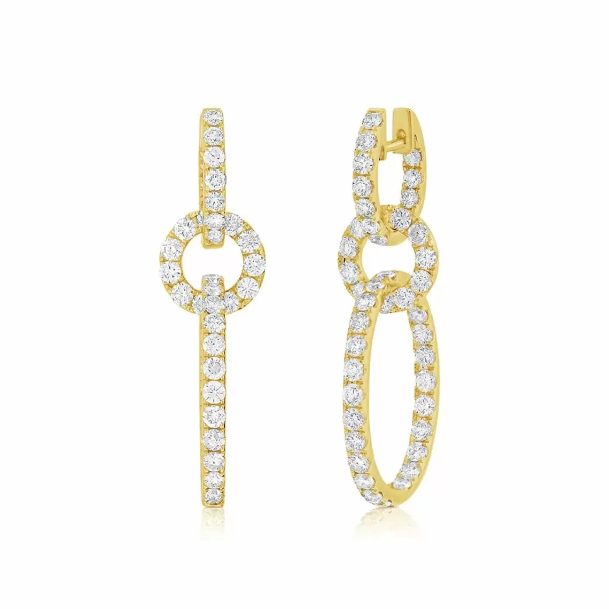 London Collection Yellow Gold Triple Circlediamond Drop Earrings Clearance
