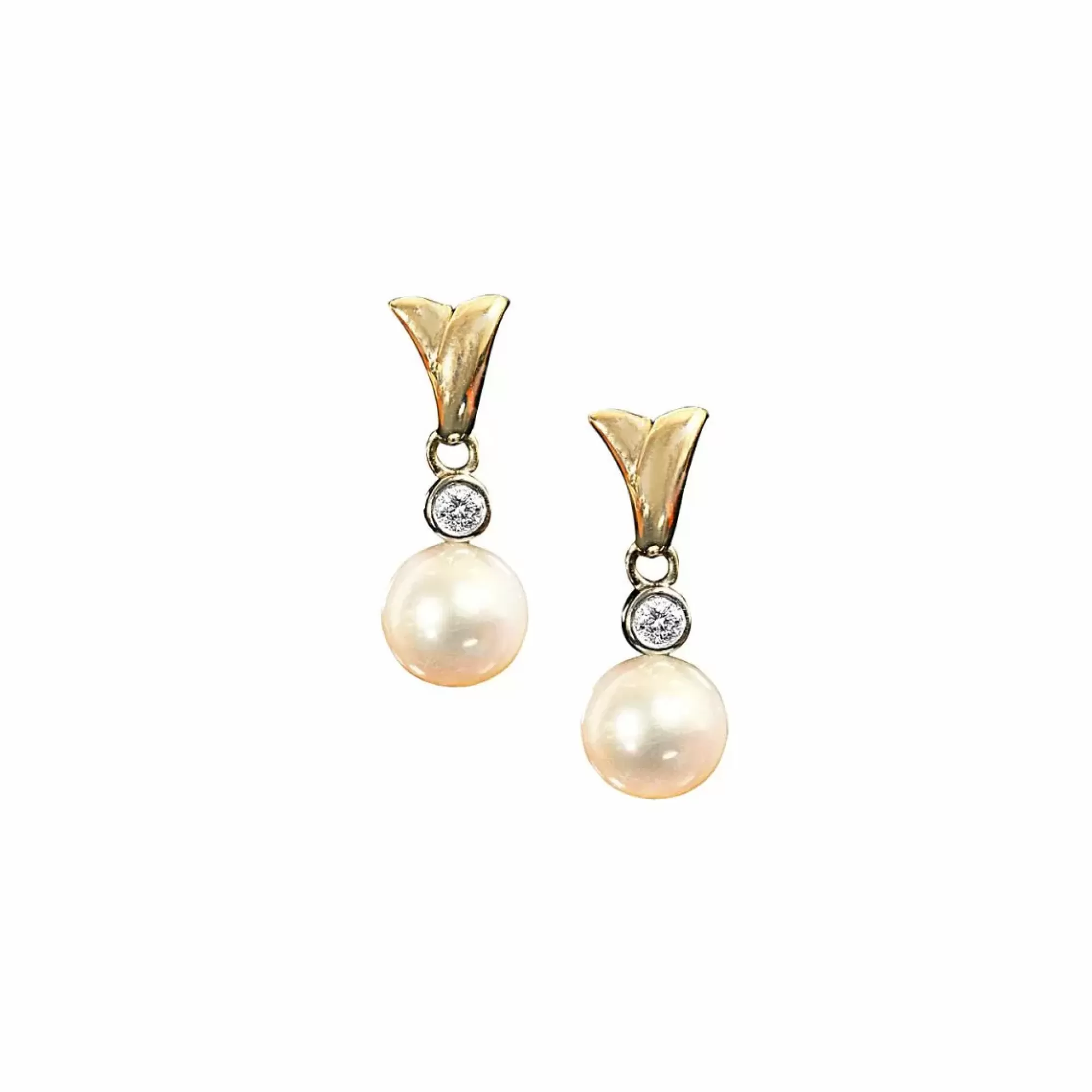 Mikimoto 18K Diamond And Pearl Drop Earrings Clearance