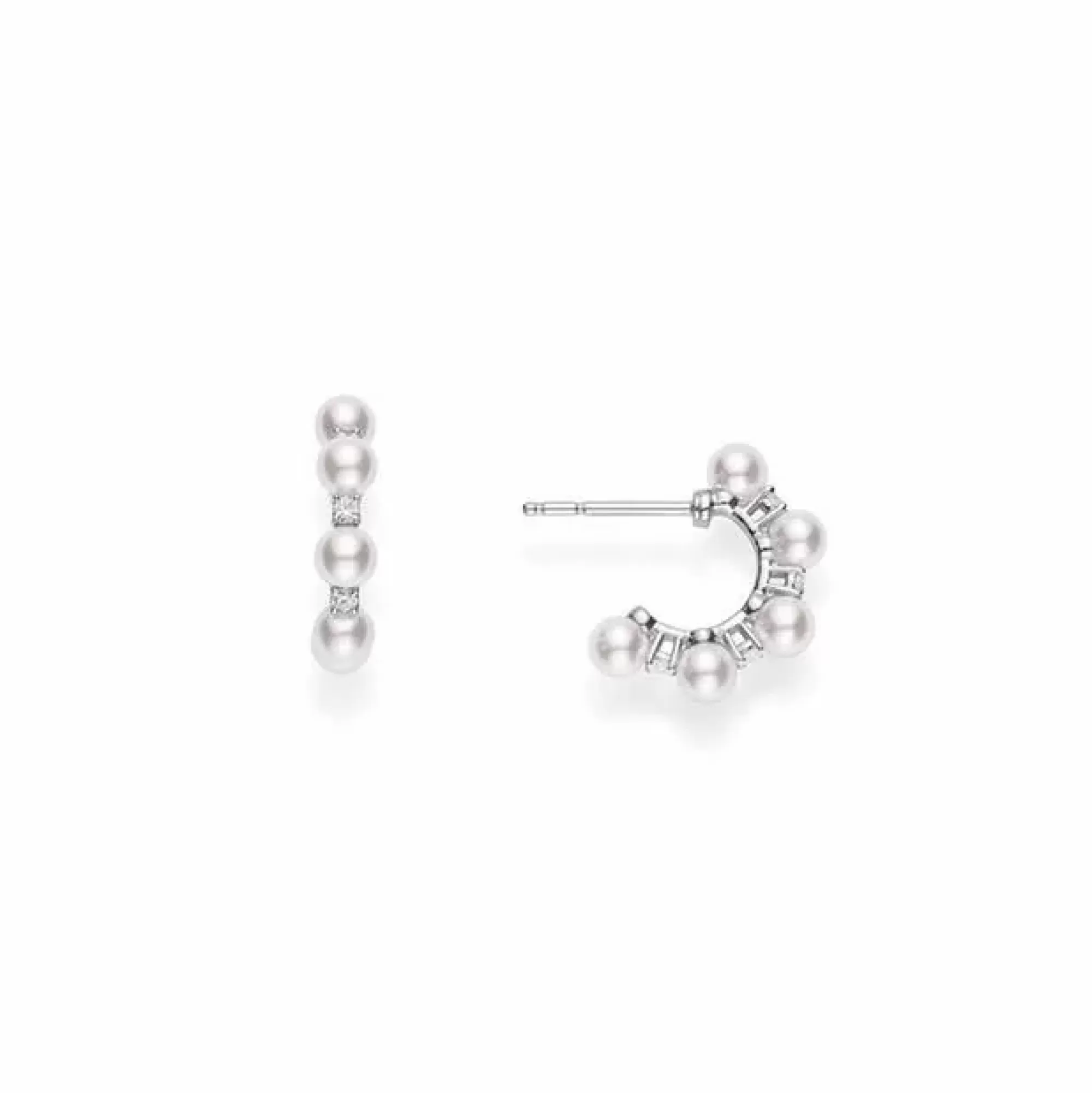 Mikimoto Bubbles White Gold Alternating Diamond And Pearl Earrings Outlet