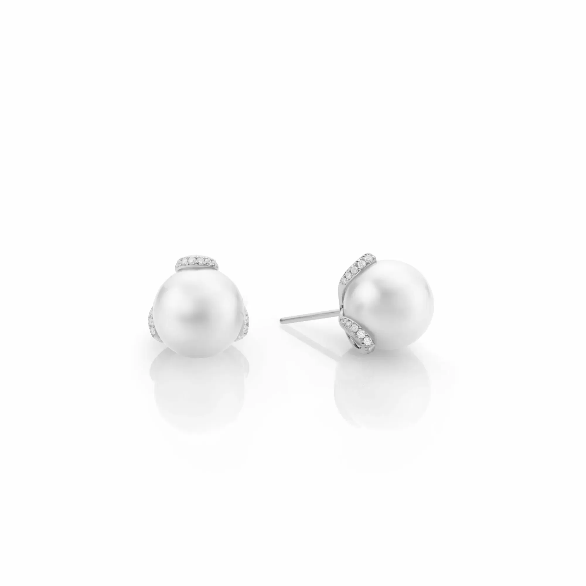 Mikimoto White Gold Pearl And Diamond Stud Earrings Cheap