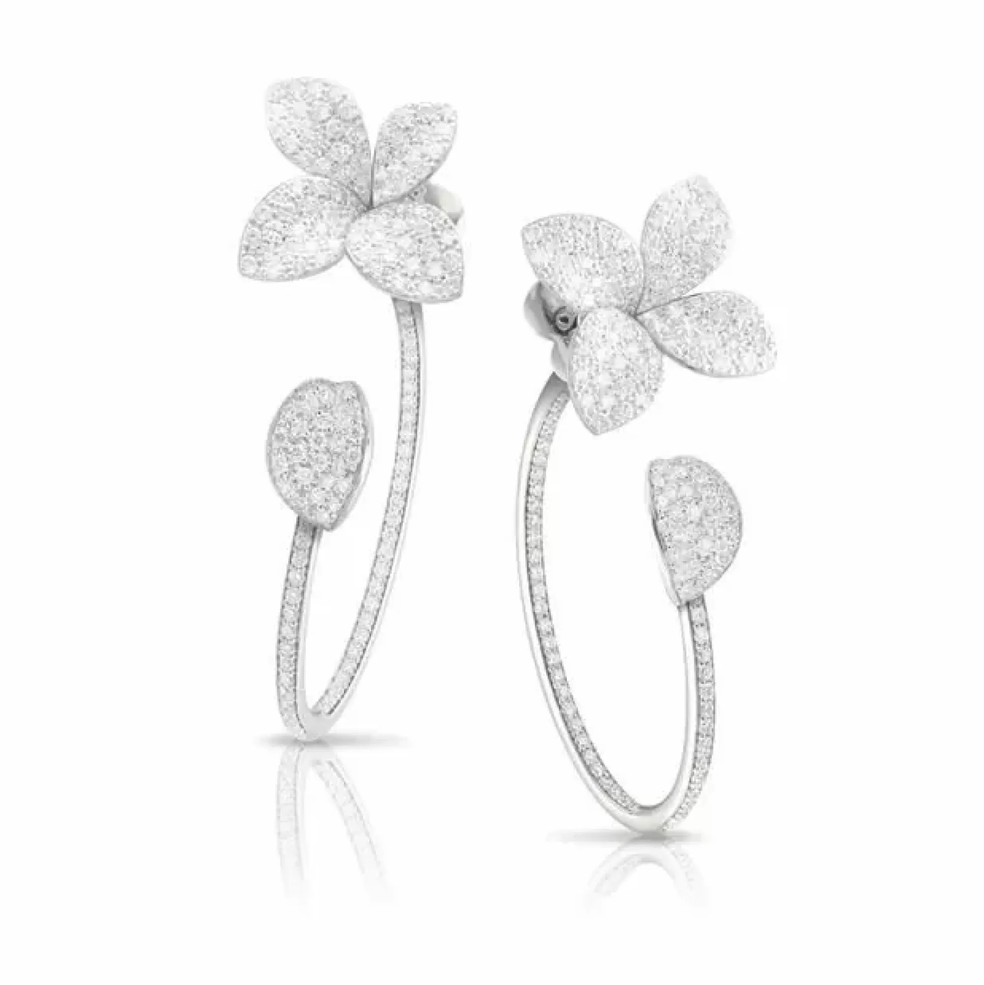 Pasquale Bruni giardini Segreti 18K White Gold Diamond Petal Earrings Cheap