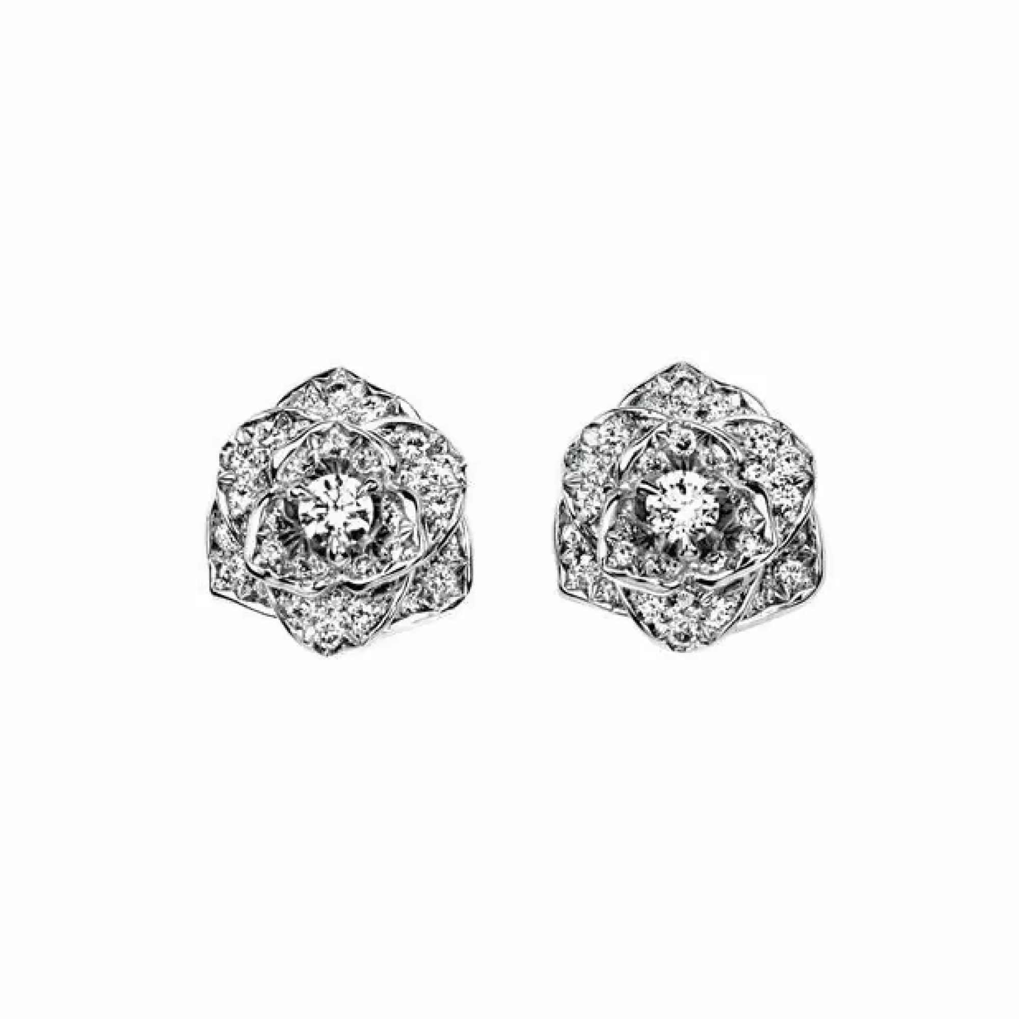 Piaget Rose 18K White Gold Diamond Earrings Best