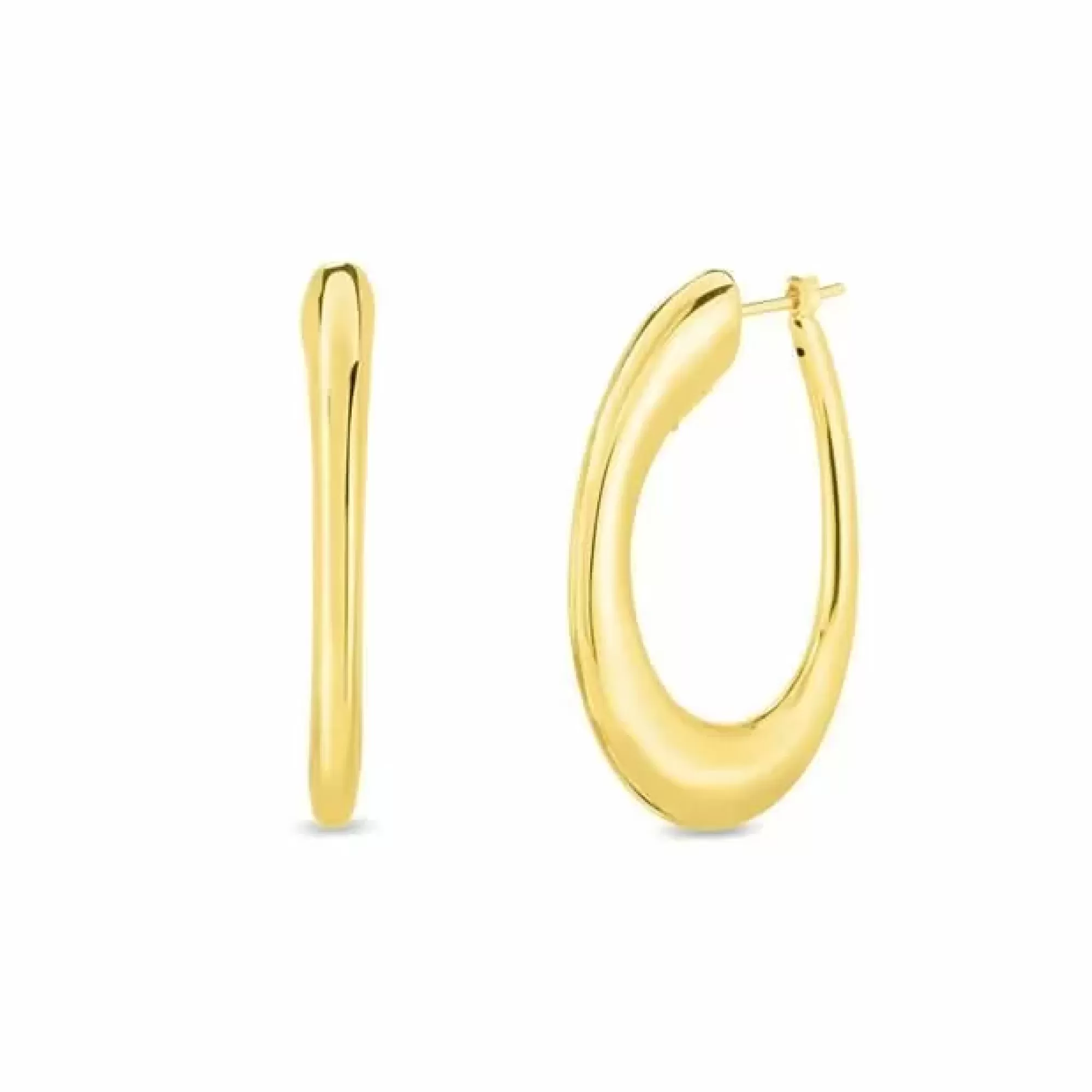 Roberto Coin 18K Yellow Gold Graduated Hoop Earrings New