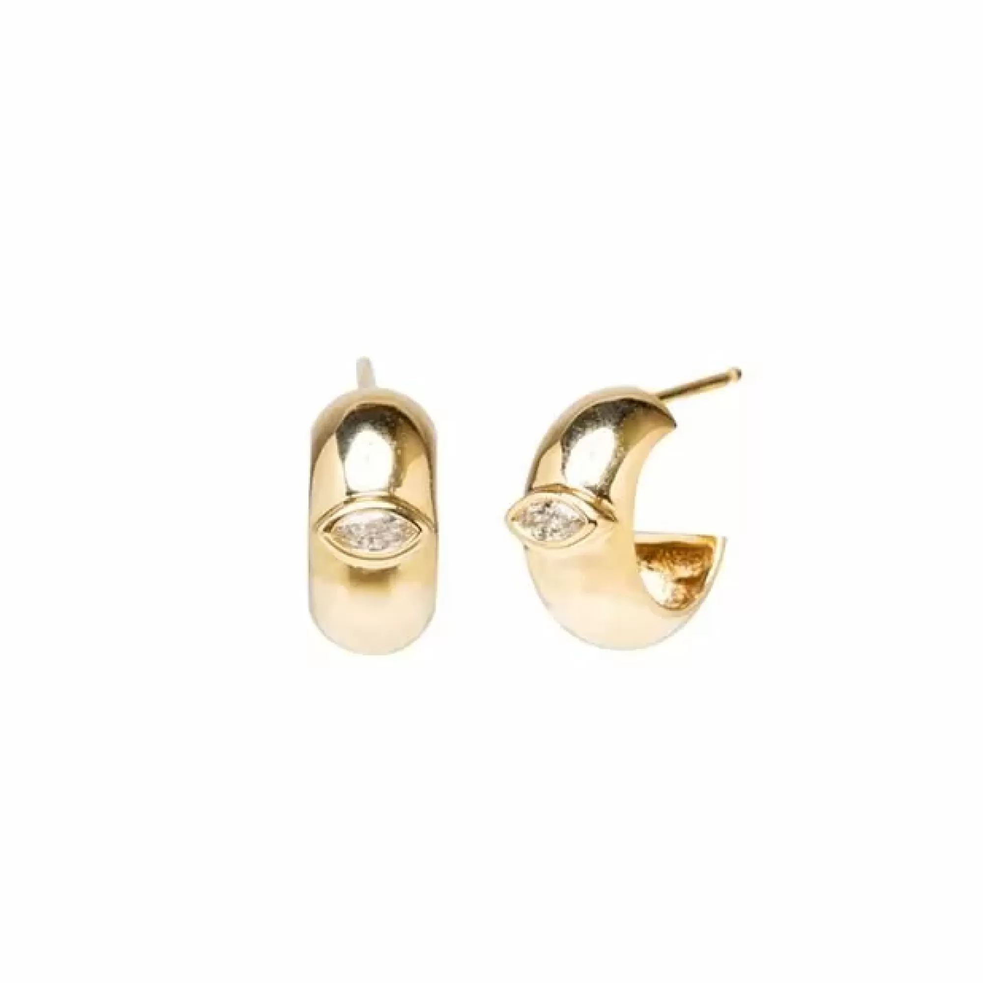 Zoe Chicco 14K Yellow Gold And Marquise Diamond Small Huggie Earrings Fashion