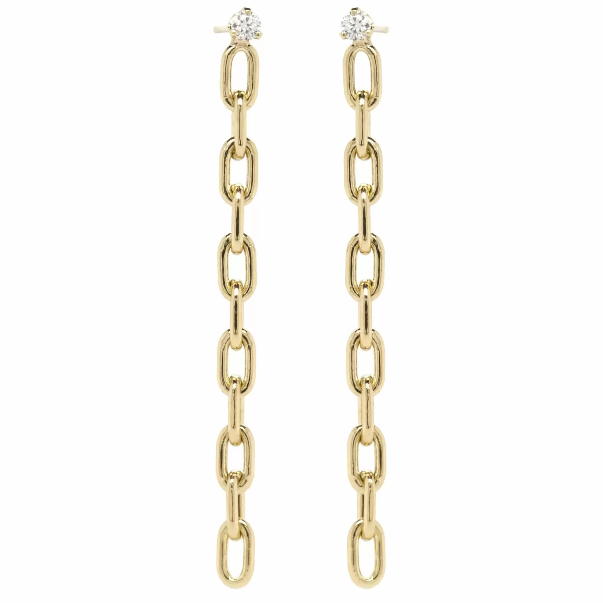 Zoe Chicco 14K Yellow Gold Diamond Large Oval Link Drop Earrings Best